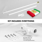Load image into Gallery viewer, G128 Combo Pack: 6 Ft Tangle Free Aluminum Spinning Flagpole (White) &amp; Iran Lion Iranian Lion Flag 3x5 Ft, LiteWeave Pro Series Printed 150D Polyester  Pole with Flag Included