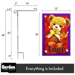 Load image into Gallery viewer, G128 Combo Pack: Garden Flag Stand Black 36x16 Inch &amp; Garden Flag Love Toy Bear 12x18 Inch