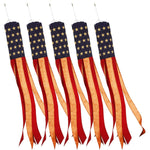 Load image into Gallery viewer, G128 5 Pack: American USA TeaStained Windsock  60 Inch  Embroidered 420D Polyester  Patriotic Decor, Embroidered Design, Indoor/Outdoor, Brass Grommets