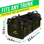 Load image into Gallery viewer, Trunk Organizer with Covering Net Attachable Non Slip Pads and Stainless Hooks Military Green