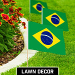 Load image into Gallery viewer, G128 50 Pack Handheld Brazil Brazilian Stick Flags  12x18 In  Printed 150D Polyester, Country Flag, Solid Wooden Stick, Spear Gold Tip