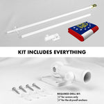 Load image into Gallery viewer, G128 Combo Pack: 6 Ft Tangle Free Spinning Flagpole (White) &amp; Georgia Flag 3x5 Ft Embroidered 220GSM Spun Polyester, Brass Grommets (Flag Included) Aluminum Flag Pole