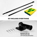 Load image into Gallery viewer, G128 Combo Pack: 6 Ft Tangle Free Aluminum Spinning Flagpole (Black) &amp; Saint Vincent and the Grenadines Vincentian Flag  3x5 Ft LiteWeave Pro Series Printed 150D Polyester  Pole with Flag Included