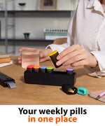 Load image into Gallery viewer, Weekly Pill Organizer 1 Time a Day 7 Day Travel Pill Case with Detachable Daily Compartments Secure Silicone Lids Easy Open for Seniors &amp; Arthritis Durable Compact Vitamin &amp; Medication Organizer