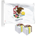 Load image into Gallery viewer, G128 10 Pack: Illinois IL State Flag  3x5 Ft  LiteWeave Pro Series Printed 150D Polyester  Indoor/Outdoor, Vibrant Colors, Brass Grommets, Thicker and More Durable Than 100D 75D Polyester