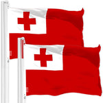 Load image into Gallery viewer, G128 2 Pack: Tonga Tongan Flag  3x5 Ft  LiteWeave Pro Series Printed 150D Polyester  Country Flag, Indoor/Outdoor, Vibrant Colors, Brass Grommets, Thicker and More Durable Than 100D 75D Polyester