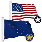 Load image into Gallery viewer, G128 Combo Pack: American USA Flag 2x3 Ft &amp; Alaska Flag 2x3 Ft, Both Embroidered SPUN Polyester, Indoor/Outdoor, Brass Grommets