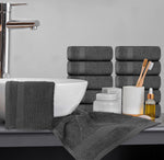 Load image into Gallery viewer, Luxury Washcloths for Bathroom Hotel Spa 12 Set 13x13 Inch Dark Gray Circlet