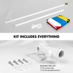 Load image into Gallery viewer, G128 Combo Pack: 6 Ft Tangle Free Aluminum Spinning Flagpole (White) &amp; Antigua and Barbuda Antiguan and Barbudan Flag  3x5 Ft LiteWeave Pro Series Printed 150D Polyester  Pole with Flag Included