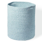 Load image into Gallery viewer, Recycled Cotton Laundry Basket  Woven Rope Blanket Storage Basket Toys Towels Laundry and Living Room Organization 15x15x17.7 Eco Friendly and Stylish White &amp; Blue Melange