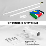 Load image into Gallery viewer, G128 Combo Pack: 6 Ft Tangle Free Aluminum Spinning Flagpole (White) &amp; South Sudan South Sudanese Flag 3x5 Ft, LiteWeave Pro Series Printed 150D Polyester  Pole with Flag Included