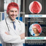Load image into Gallery viewer, Red Bouffant Caps 21 Inch Pack of 100 Non Woven Hair Caps with Elastic Band Breathable Disposable Polypropylene Hats Unisex Protective Hair Covers for Food Service