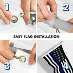 Load image into Gallery viewer, G128 Combo Pack: 6 Feet Tangle Free Spinning Flagpole (Silver) Thin Blue Line Flag 3x5 ft Printed 150D Brass Grommets (Flag Included) Aluminum Flag Pole