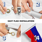Load image into Gallery viewer, G128 Combo Pack: 6 Ft Tangle Free Spinning Flagpole (Silver) &amp; Haiti Flag 3x5 Ft Embroidered 220GSM Spun Polyester, Brass Grommets (Flag Included) Aluminum Flag Pole