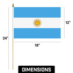 Load image into Gallery viewer, G128 24 Pack Handheld Argentina Argentinian Stick Flags  12x18 In  Printed 150D Polyester, Country Flag, Solid Wooden Stick, Spear Gold Tip