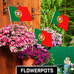 Load image into Gallery viewer, G128 30 Pack Handheld Portugal Portuguese Stick Flags  12x18 In  Printed 150D Polyester, Country Flag, Solid Wooden Stick, Spear Gold Tip