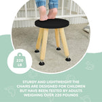 Load image into Gallery viewer, Wooden Step Stool for Kids and Toddlers – Set of 2 – Black – Extendable Legs Kids Chair – Sensory Table Seat – Children's Round Sitting Furniture with Leveling Feet and Anti Slip Pads