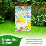 Load image into Gallery viewer, Combo Pack: Garden Flag Stand Black 36 in x 16 in &amp; Garden Flag Summer Decoration All You Need is Summer Gnome 12x18 DoubleSided Blockout Fabric