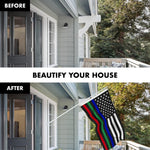 Load image into Gallery viewer, G128 Combo Pack: Flag Pole 6 FT White Tangle Free &amp; Thin Blue Green Red Line Flag 3x5 FT Brass Grommets Printed Polyester (Flag Included) Aluminum Flag Pole