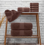 Load image into Gallery viewer, Luxury Brown Bath Towel 8 Piece Set Combed Cotton Hotel Quality Brown Towels Set
