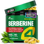 Load image into Gallery viewer, Berberine HCL 1200mg &amp; Japanese Green Tea Extract 150mg Supplement for Metabolic Support with Apple Cider Vinegar &amp; Goldenseal Body Composition Digestive &amp; Immune Support 60 Capsules