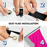 Load image into Gallery viewer, G128 Combo Pack: 5 Ft Tangle Free Aluminum Spinning Flagpole (Black) &amp; Solid Magenta Color Flag 2x3 Ft, LiteWeave Pro Series Printed 150D Polyester  Pole with Flag Included