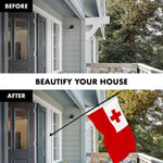 Load image into Gallery viewer, G128 Combo Pack: 6 Ft Tangle Free Aluminum Spinning Flagpole (Black) &amp; Tonga Tongan Flag 3x5 Ft, LiteWeave Pro Series Printed 150D Polyester  Pole with Flag Included