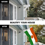 Load image into Gallery viewer, G128 Combo Pack: 6 Ft Tangle Free Aluminum Spinning Flagpole (Silver) &amp; Niger Nigerien Flag  3x5 Ft LiteWeave Pro Series Printed 150D Polyester  Pole with Flag Included