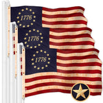 Load image into Gallery viewer, G128 3 Pack: Betsy Ross 1776 TeaStained Flag  5x8 Ft  ToughWeave Pro Series Embroidered 420D Polyester  Historical Flag, Embroidered Design, Indoor/Outdoor, Brass Grommets, High Quality