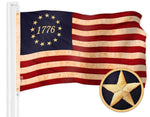Load image into Gallery viewer, G128 Betsy Ross 1776 TeaStained Flag  3x5 Ft  ToughWeave Pro Series Embroidered 420D Polyester  Historical Flag, Embroidered Design, Indoor/Outdoor, Brass Grommets, High Quality