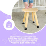 Load image into Gallery viewer, Wooden Step Stool for Kids and Toddlers – Set of 4 – Natural – Extendable Legs Kids Chair – Sensory Table Seat – Children's Round Sitting Furniture with Leveling Feet and Anti Slip Pads