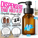Load image into Gallery viewer, 2Pcs Amber Glass Foaming Soap Dispenser   8.5 oz Amber Glass Soap Dispenser with Pump Compatible with Hand Soap Dish Soap Shampoo and Gel Durable Stylish &amp; Refillable for Bathroom and Kitchen