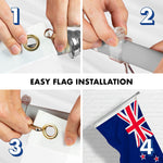 Load image into Gallery viewer, G128 Combo Pack: 6 Feet Tangle Free Spinning Flagpole (Silver) New Zealand New Zealander Flag 3x5 ft Printed 150D Brass Grommets (Flag Included) Aluminum Flag Pole