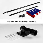 Load image into Gallery viewer, G128 Combo Pack: 6 Ft Tangle Free Aluminum Spinning Flagpole (Black) &amp; American USA Yacht Ensign Flag 3x5 Ft, ToughWeave Series Embroidered 300D Polyester  Pole with Flag Included