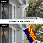 Load image into Gallery viewer, G128 Combo Pack: 6 Ft Tangle Free Aluminum Spinning Flagpole (Silver) &amp; Arizona AZ State Flag 3x5 Ft, ToughWeave Series Embroidered 300D Polyester  Pole with Flag Included