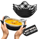 Load image into Gallery viewer, 4 Piece Microwave Bowl Holder Set – 7.5 x7.5  Microwave Bowl Holders for Hot Food Black and White Checkered Fabric for Safe &amp; Easy Handling – Machine Washable
