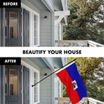 Load image into Gallery viewer, G128 Combo Pack: 5 Ft Tangle Free Spinning Flagpole (Black) &amp; Haiti Flag 2.5x4 Ft Embroidered 220GSM Spun Polyester, Brass Grommets (Flag Included) Aluminum Flag Pole