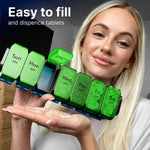 Load image into Gallery viewer, Extra Large Weekly Pill Organizer 2 Times a Day Green Blue XL Pill Case Am Pm