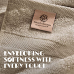 Load image into Gallery viewer, White Classic Taupe Washcloths Set 12 Pack for Body and Face Towel 12x12 Inch Cotton Wash Cloths Bulk Spa Fingertip Wash Clothes Soft Absorbent Gym Towels