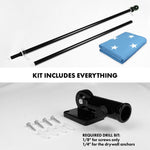Load image into Gallery viewer, G128 Combo Pack: 6 Ft Tangle Free Aluminum Spinning Flagpole (Black) &amp; Micronesia Micronesian Flag  3x5 Ft LiteWeave Pro Series Printed 150D Polyester  Pole with Flag Included