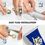 Load image into Gallery viewer, G128 Combo Pack: 6 Ft Tangle Free Spinning Flagpole (Silver) &amp; Connecticut Flag 3x5 Ft Printed 150D Polyester, Brass Grommets (Flag Included) Aluminum Flag Pole
