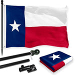 Load image into Gallery viewer, Combo Pack: 6 Feet Tangle Free Spinning Flagpole (Black) Texas TX State Flag 3x5 ft Printed 150D Brass Grommets (Flag Included) Aluminum Flag Pole
