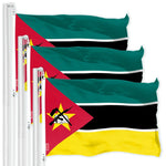 Load image into Gallery viewer, G128 3 Pack: Mozambique Mozambican Flag  3x5 Ft  LiteWeave Pro Printed 150D Polyester  Country Flag, Indoor/Outdoor, Vibrant Colors, Brass Grommets, Thicker and More Durable Than 100D 75D Poly