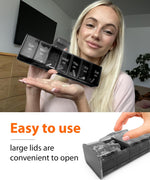 Load image into Gallery viewer, Extra Large Pill Organizer Black XXL Vitamin Holder for Weekly Supplements Double Sided Pill Box 7 Day with Big AM PM Compartments Huge Daily Medicine Dispenser 2 Times a Day Reliable and Easy to Use