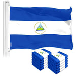 Load image into Gallery viewer, G128 10 Pack: Nicaragua Nicaraguan Flag  3x5 Ft  LiteWeave Pro Series Printed 150D Poly  Country Flag, Indoor/Outdoor, Vibrant Colors, Brass Grommets, Thicker and More Durable Than 100D 75D Poly