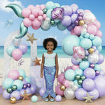Load image into Gallery viewer, Mermaid Balloon Garland Arch Kit Under the Sea Party Decorations with Pastel Pink Blue Purple Gold Balloons Shell &amp; Tail Foil Balloons Ocean Theme Birthday Baby Shower Décor