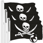 Load image into Gallery viewer, G128 3 Pack: Pirate Jolly Roger Swords Flag  2.5x4 Ft  ToughWeave Series Embroidered 300D Polyester  Novelty Flag, Embroidered Design, Indoor/Outdoor, Brass Grommets