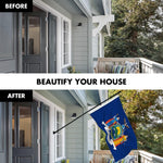 Load image into Gallery viewer, G128 Combo Pack: 6 Ft Tangle Free Aluminum Spinning Flagpole (Black) &amp; New York NY State Flag 3x5 Ft, LiteWeave Pro Series Printed 300D Polyester  Pole with Flag Included