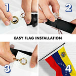 Load image into Gallery viewer, G128 Combo Pack: 6 Ft Tangle Free Aluminum Spinning Flagpole (Black) &amp; Venezuela Venezuelan Flag 3x5 Ft, Double ToughWeave Series Double Sided Embroidered 210D Polyester  Pole with Flag Included