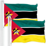Load image into Gallery viewer, G128 2 Pack: Mozambique Mozambican Flag  3x5 Ft  LiteWeave Pro Printed 150D Polyester  Country Flag, Indoor/Outdoor, Vibrant Colors, Brass Grommets, Thicker and More Durable Than 100D 75D Poly